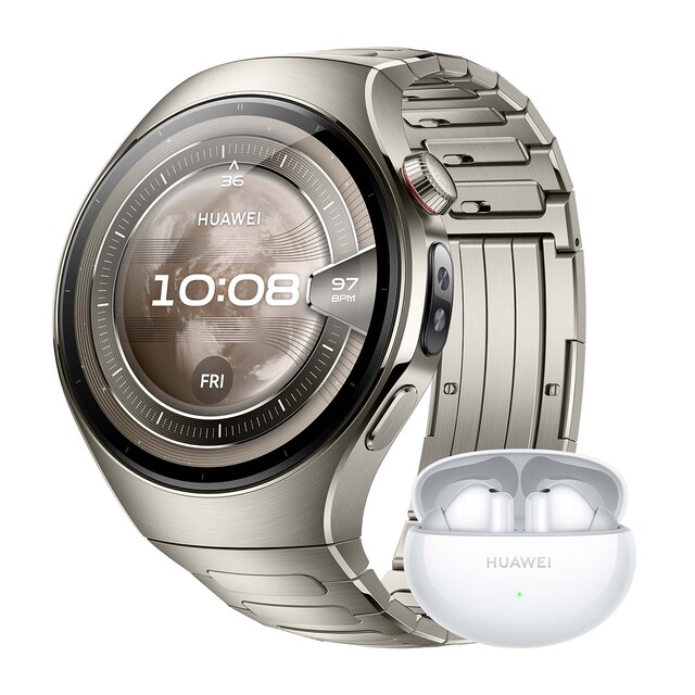 Imagen 0 de Huawei Watch 5 46 mm Titanio Smartwatch + Auriculares Huawei FreeBuds 6i blancos