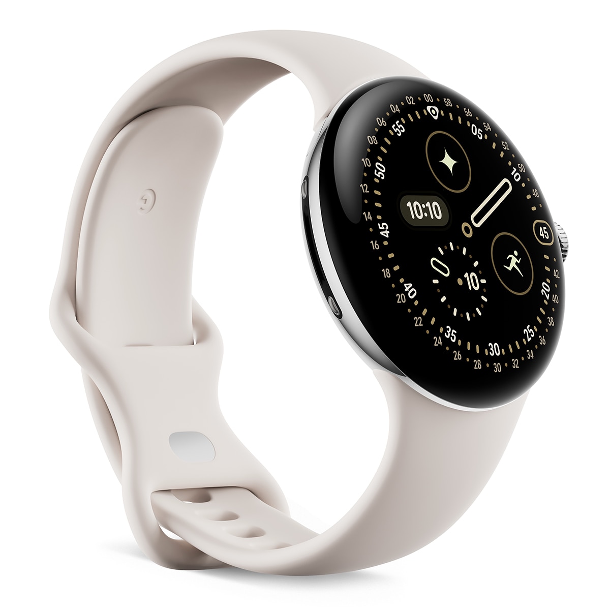 Google Pixel Watch 4 45mm, Caja de aluminio color plata pulida y correa deportiva en Porcelana, Wi-Fi Smartwatch Plata Plata-1