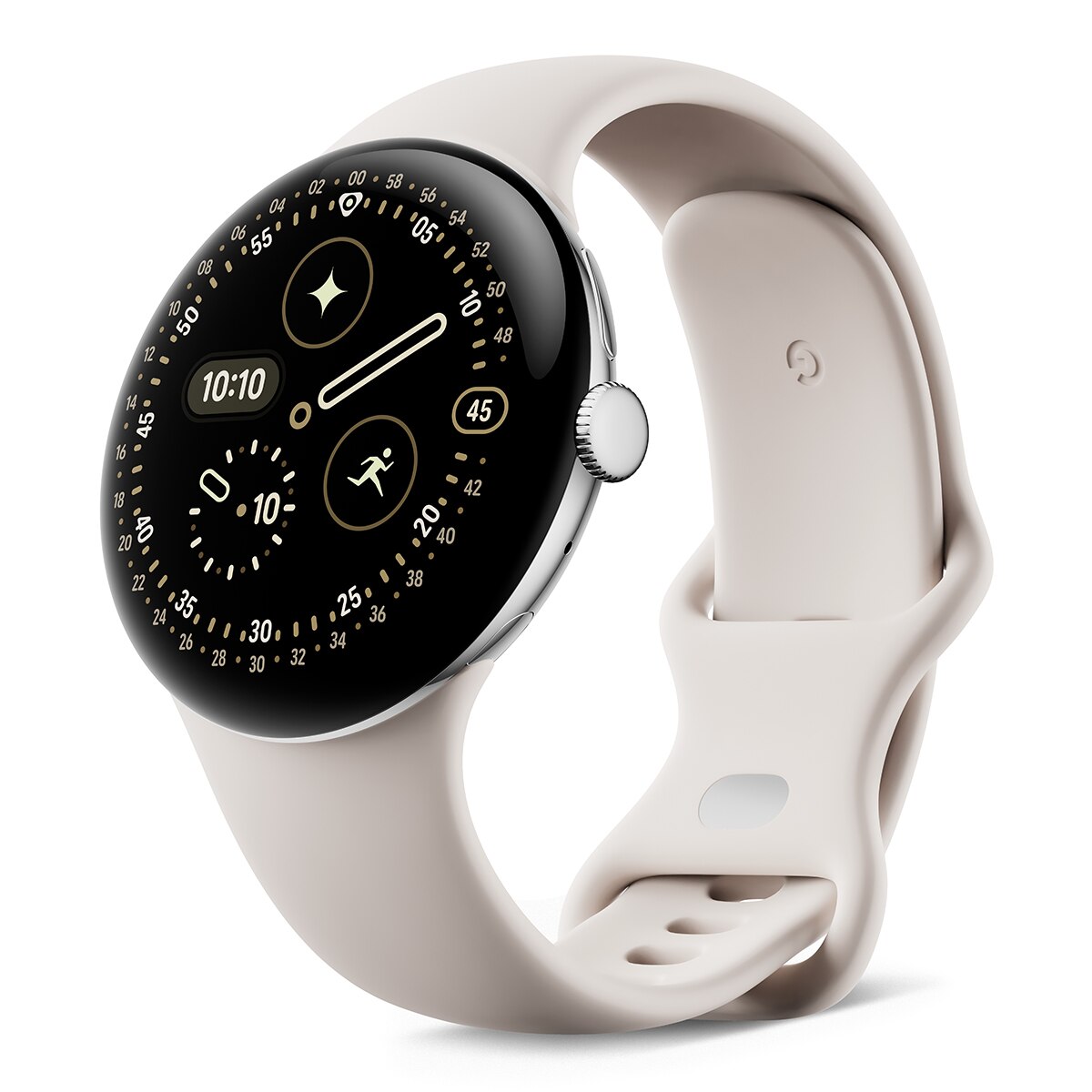 Google Pixel Watch 4 45mm, Caja de aluminio color plata pulida y correa deportiva en Porcelana, Wi-Fi Smartwatch Plata Plata-3