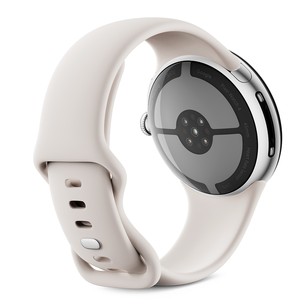 Google Pixel Watch 4 45mm, Caja de aluminio color plata pulida y correa deportiva en Porcelana, Wi-Fi Smartwatch Plata Plata-4