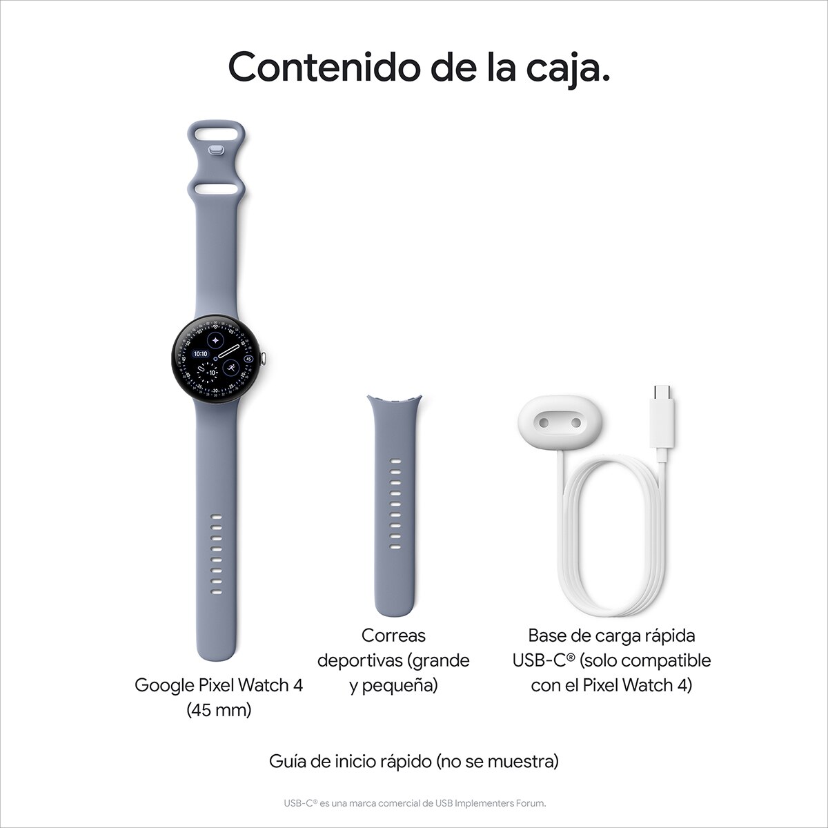 Google Pixel Watch 4 45mm, Caja de aluminio color plata pulida y correa deportiva en Porcelana, Wi-Fi Smartwatch Plata Plata-9