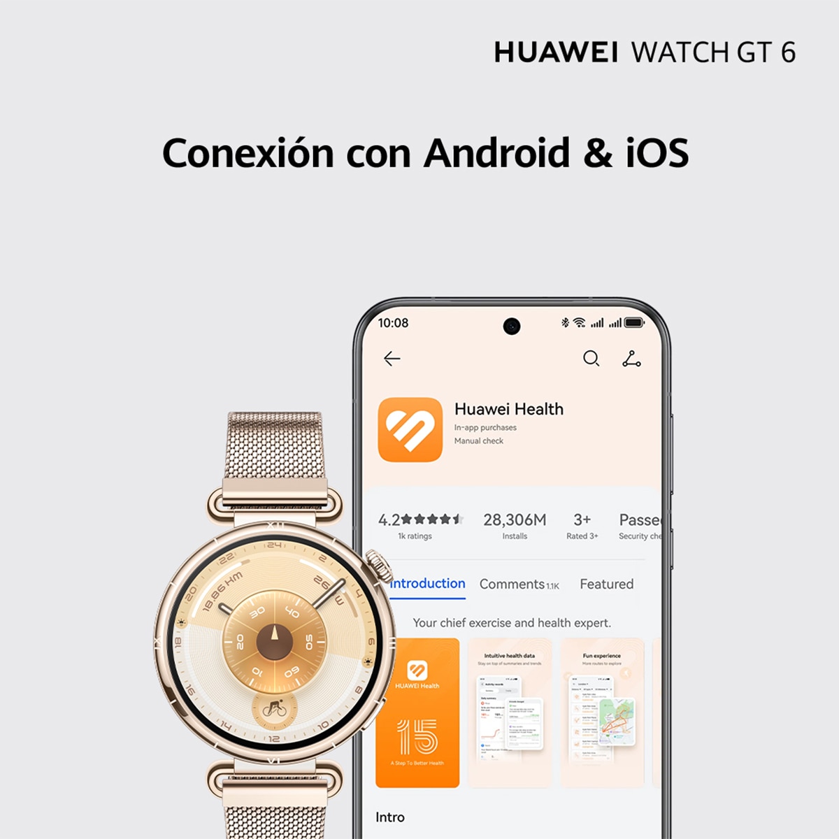 Huawei Watch GT 6 41mm correa caucho púrpura Smartwatch Morado-11