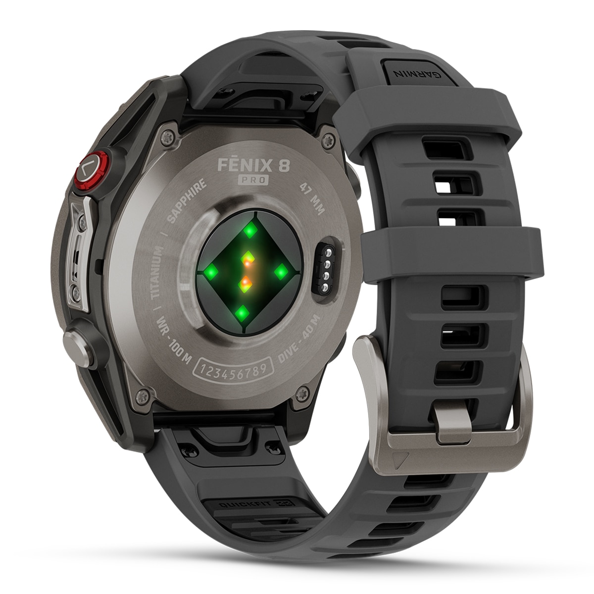 Garmn Fénix 8 Pro, 47mm, cristal Zafiro, Gris Titanio con correa de Silicona Negra Smartwatch Titanio Negro-5