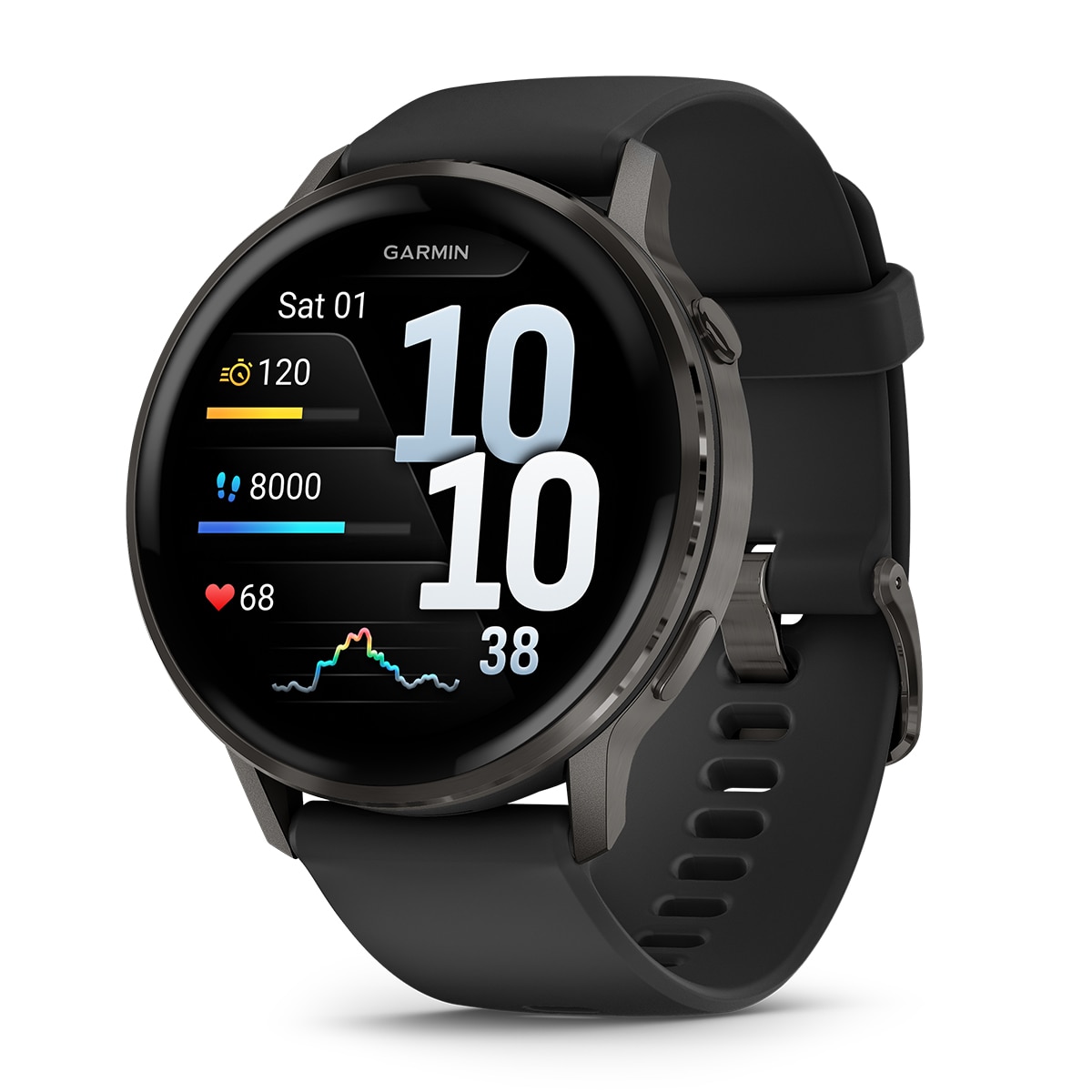 Garmin Venu 4 (45mm) Bisel negro con correa de silicona negra Smartwatch Negro-3