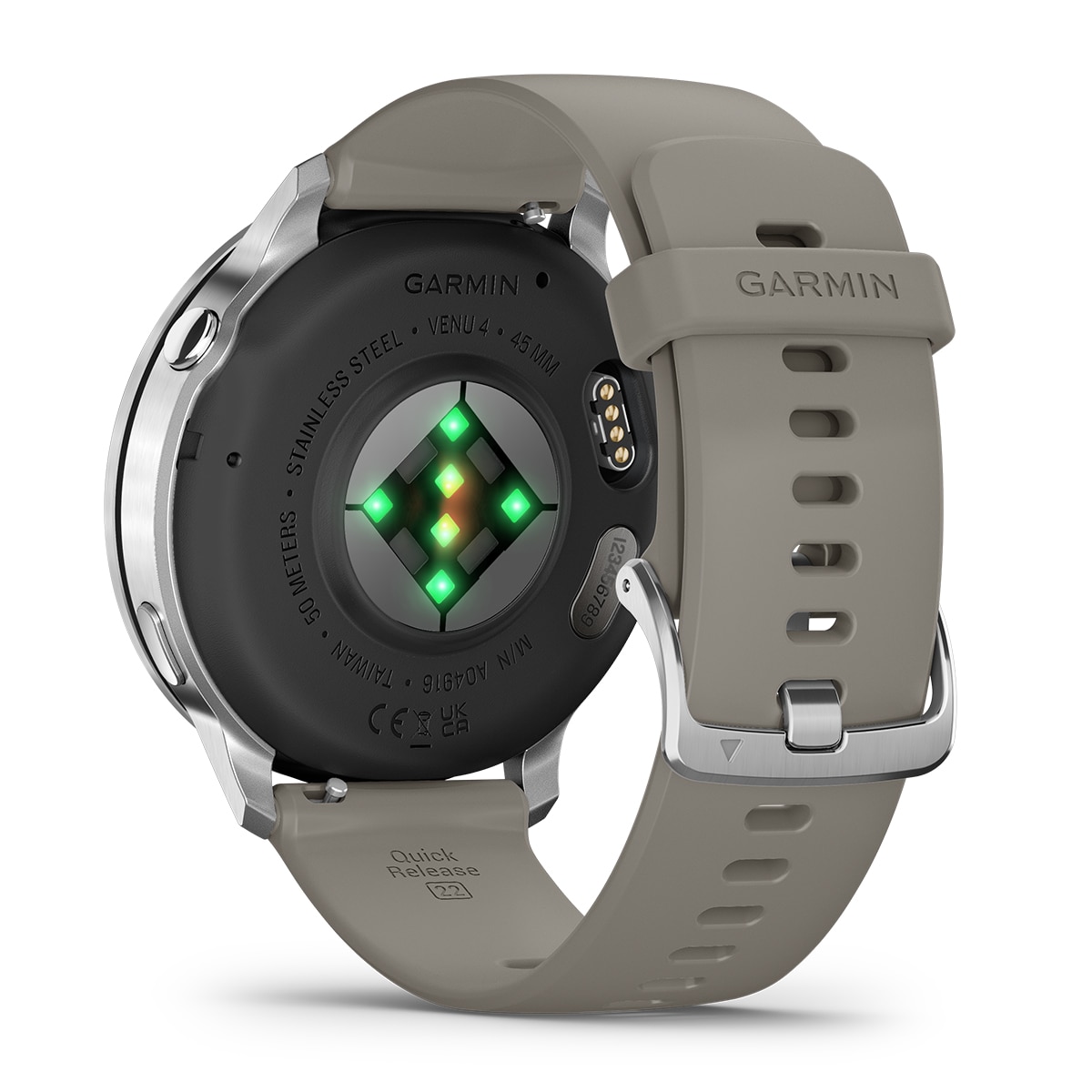 Garmin Venu 4 (45mm) Bisel plateado con correa de silicona gris Smartwatch Plateado-5