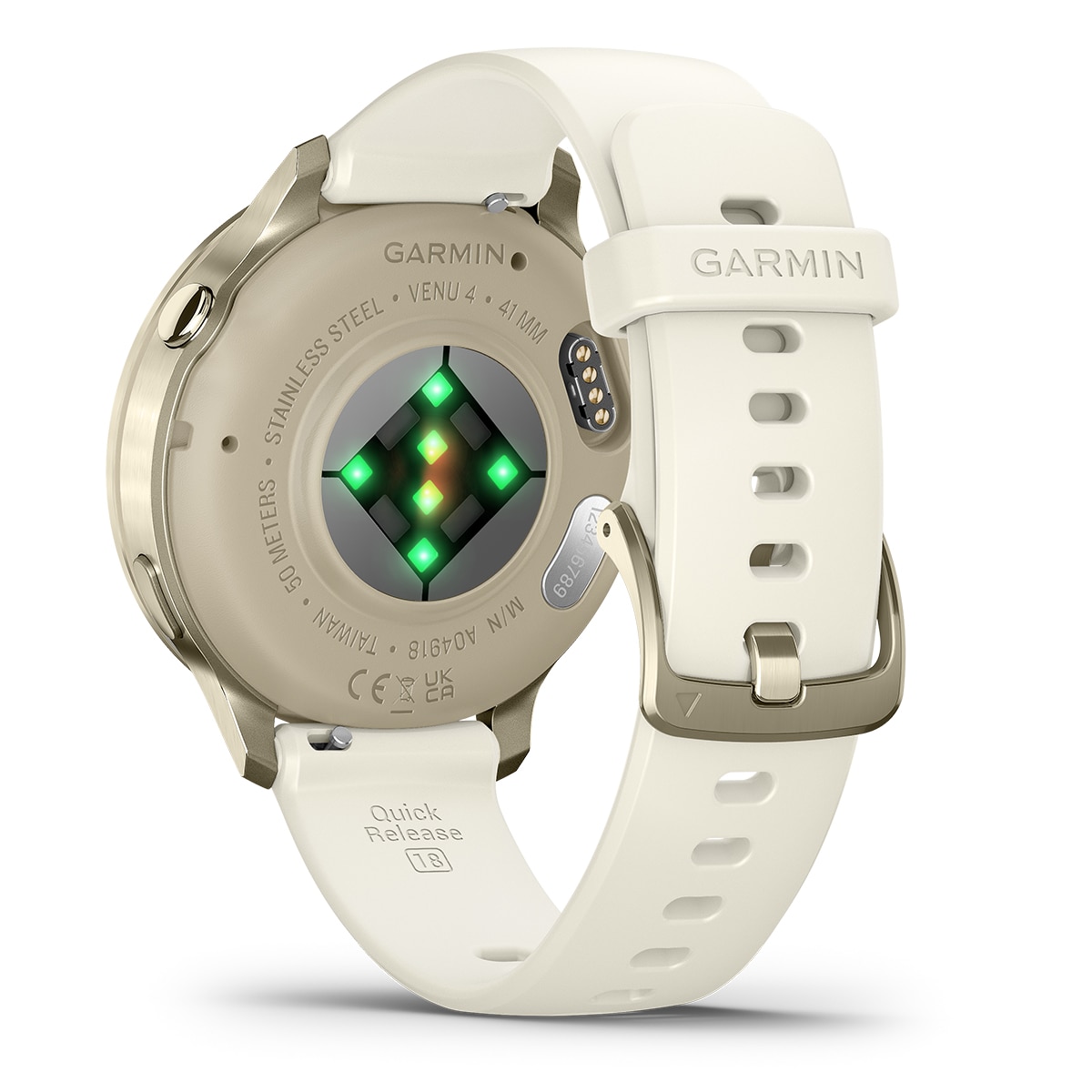 Garmin Venu 4 (41mm) Bisel dorado con correa de silicona blanca Smartwatch Dorado-5