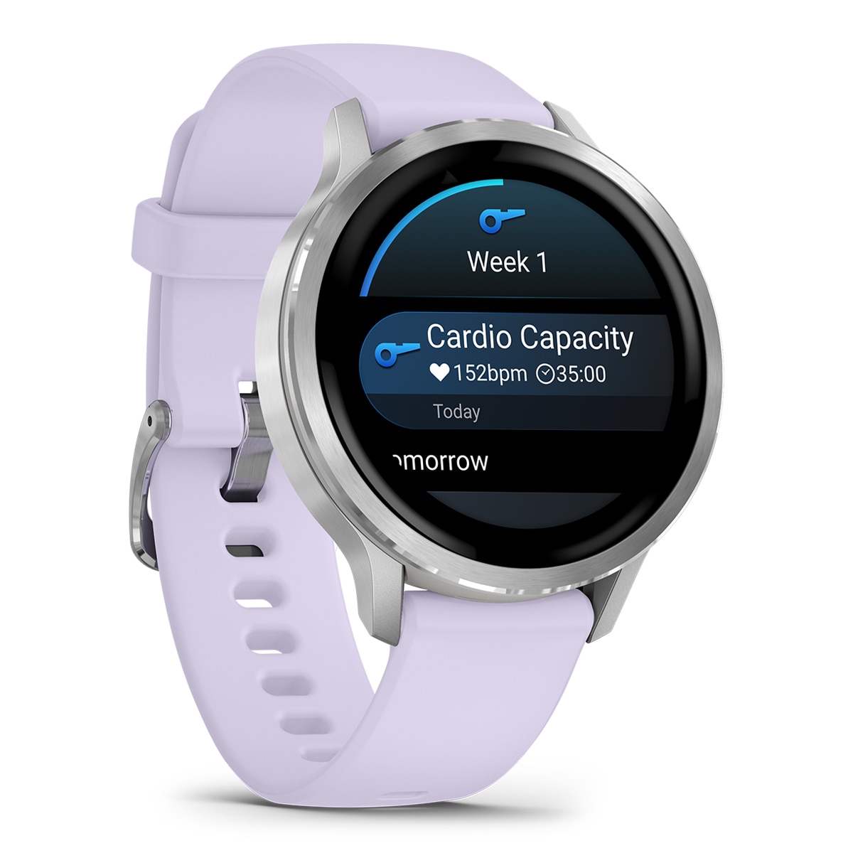 Imagen 0 de Garmin Venu 4 (41mm) Bisel plateado con correa de silicona lila Smartwatch