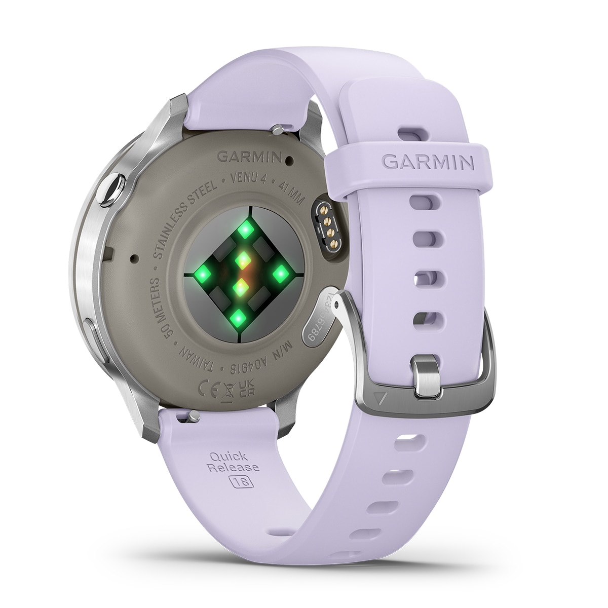 Garmin Venu 4 (41mm) Bisel plateado con correa de silicona lila Smartwatch Plateado-5