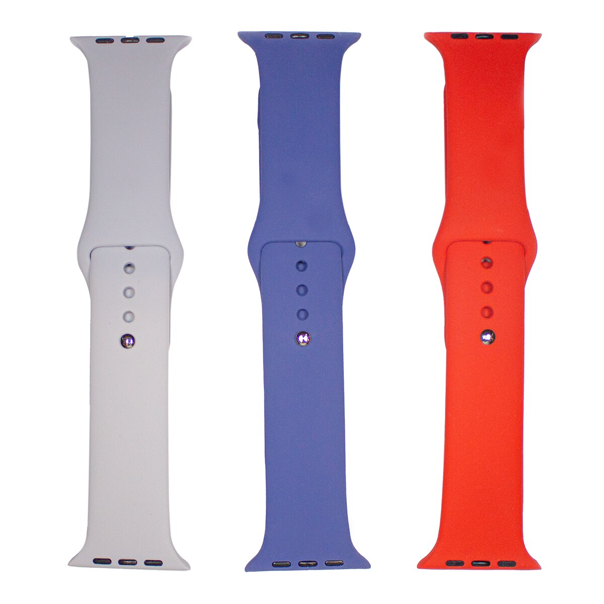 Pack de 3 correas de silicona Friendly License compatibles Apple Watch 42/44/45 mm Gris, Azul Acero, Rojo Multicolor-1