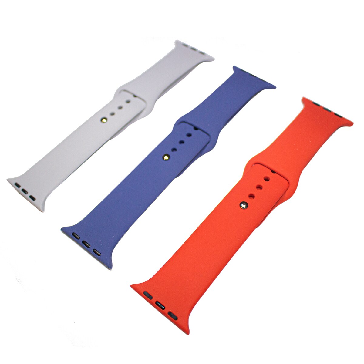 Pack de 3 correas de silicona Friendly License compatibles Apple Watch 42/44/45 mm Gris, Azul Acero, Rojo Multicolor-2