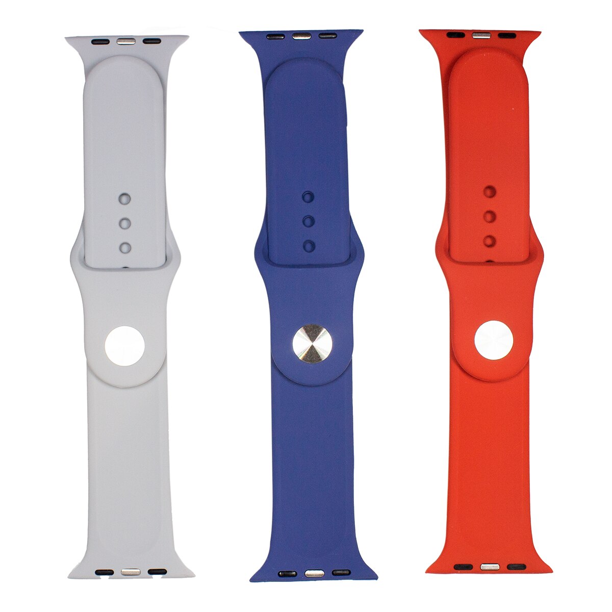 Pack de 3 correas de silicona Friendly License compatibles Apple Watch 42/44/45 mm Gris, Azul Acero, Rojo Multicolor-3