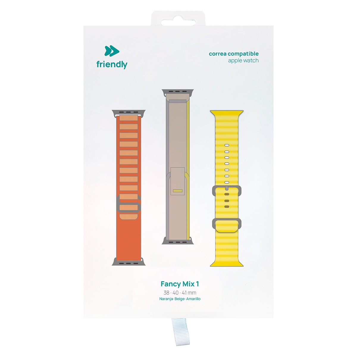 Pack de 3 correas FANCY MIX 1 compatibles Apple Watch 38/40/41 mm Naranja, Beige, Amarillo Multicolor-4