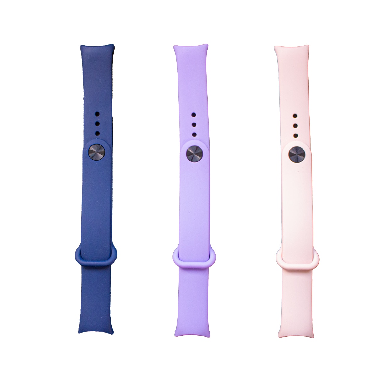 Pack de tres correas de silicona Friendly License para Xiaomi Smart Band 8, azul marino, rosa y lila 1
