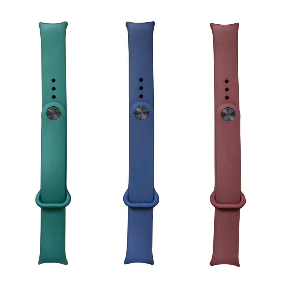 Pack de tres correas de silicona Friendly License para Xiaomi Smart Band 8, granate, azul marino y verde 1