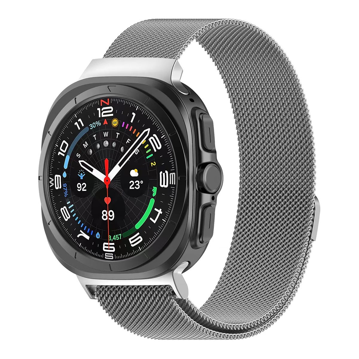 Pack de 2 unidades de Correa Milanesa Friendly License Plata y Negro para Samsung Galaxy Watch Ultra 47mm Plata / Negro-2