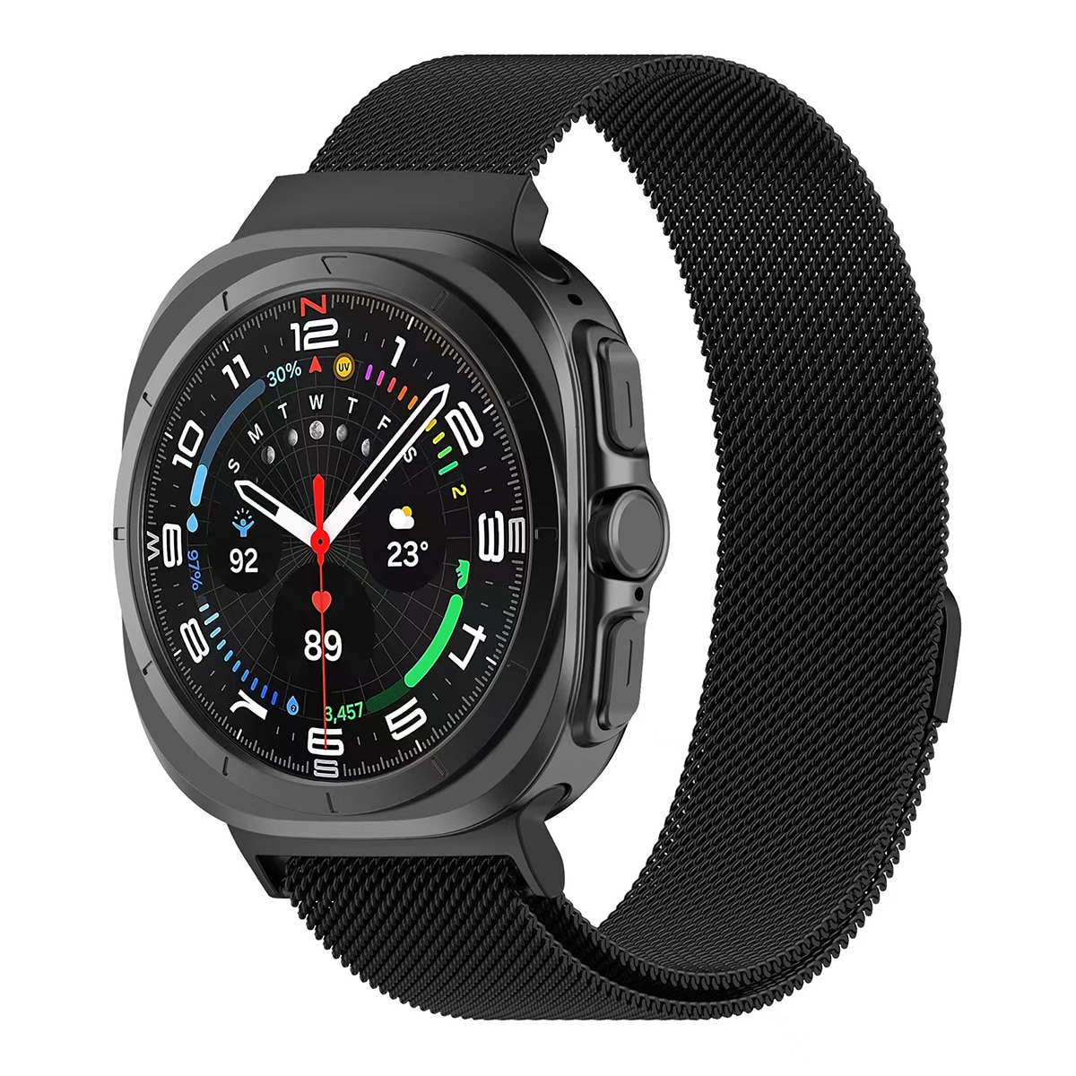 Pack de 2 unidades de Correa Milanesa Friendly License Plata y Negro para Samsung Galaxy Watch Ultra 47mm Plata / Negro-3