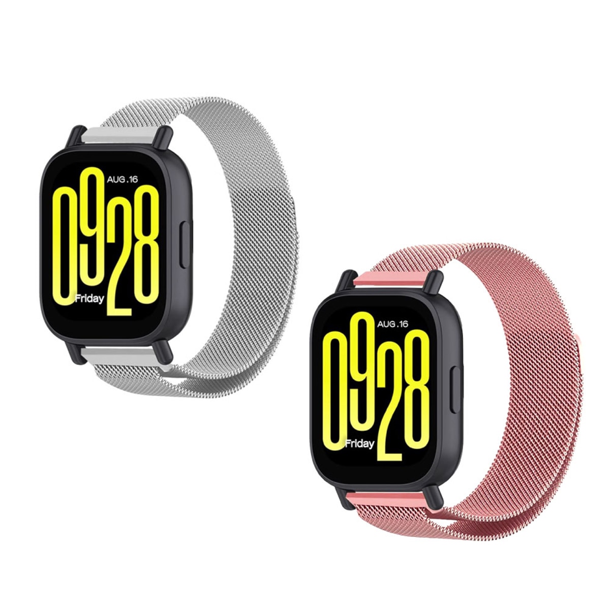 Imagen 0 de Pack de 2 unidades Correa Milanesa Friendly License Plata y Rosa para Xiaomi Redmi Watch 5 active y 5 lite