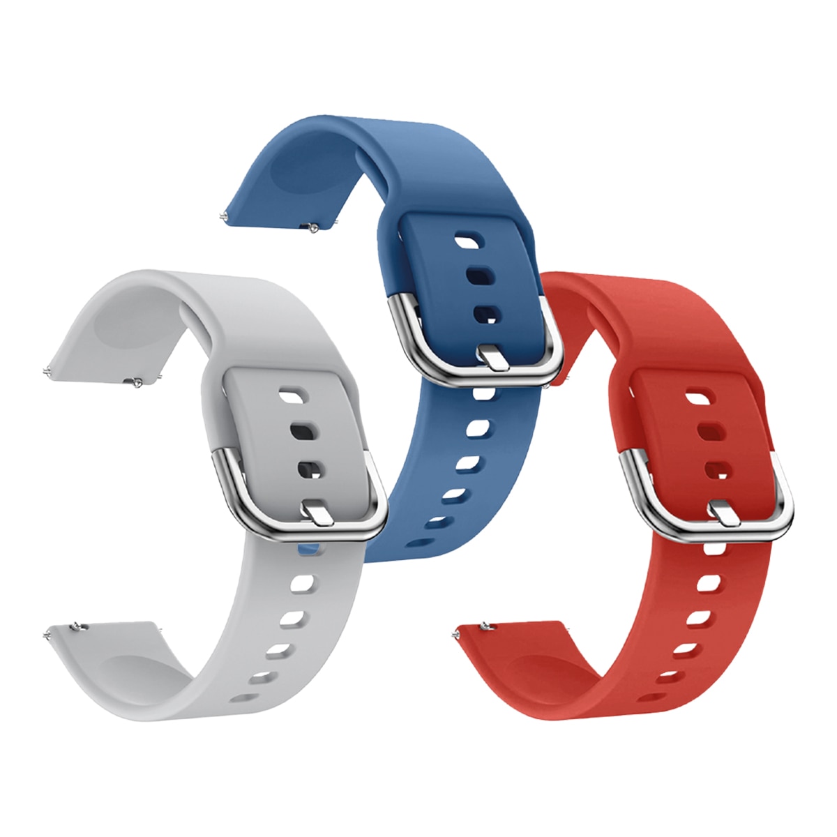 Imagen 0 de Pack de 3 pulseras Friendly License Silicona Gris, Azul Acero y Rojo para Smartwatch de 22mm