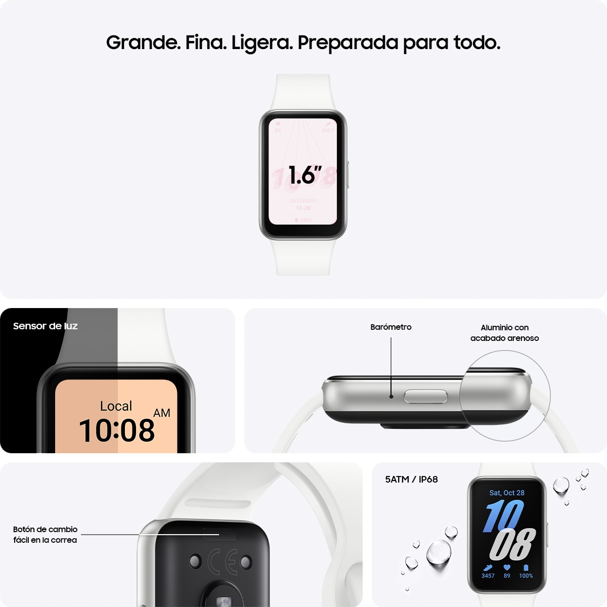 Samsung Galaxy Fit3 Plata/Blanco Pulsera de actividad Blanco-2