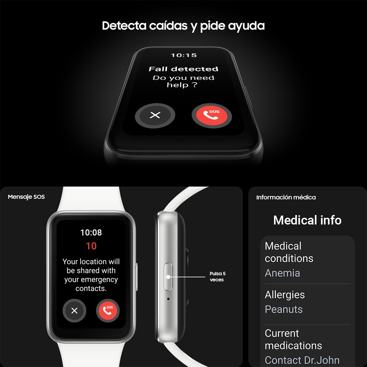 Samsung Galaxy Fit3 Plata/Blanco Pulsera de actividad Blanco-8