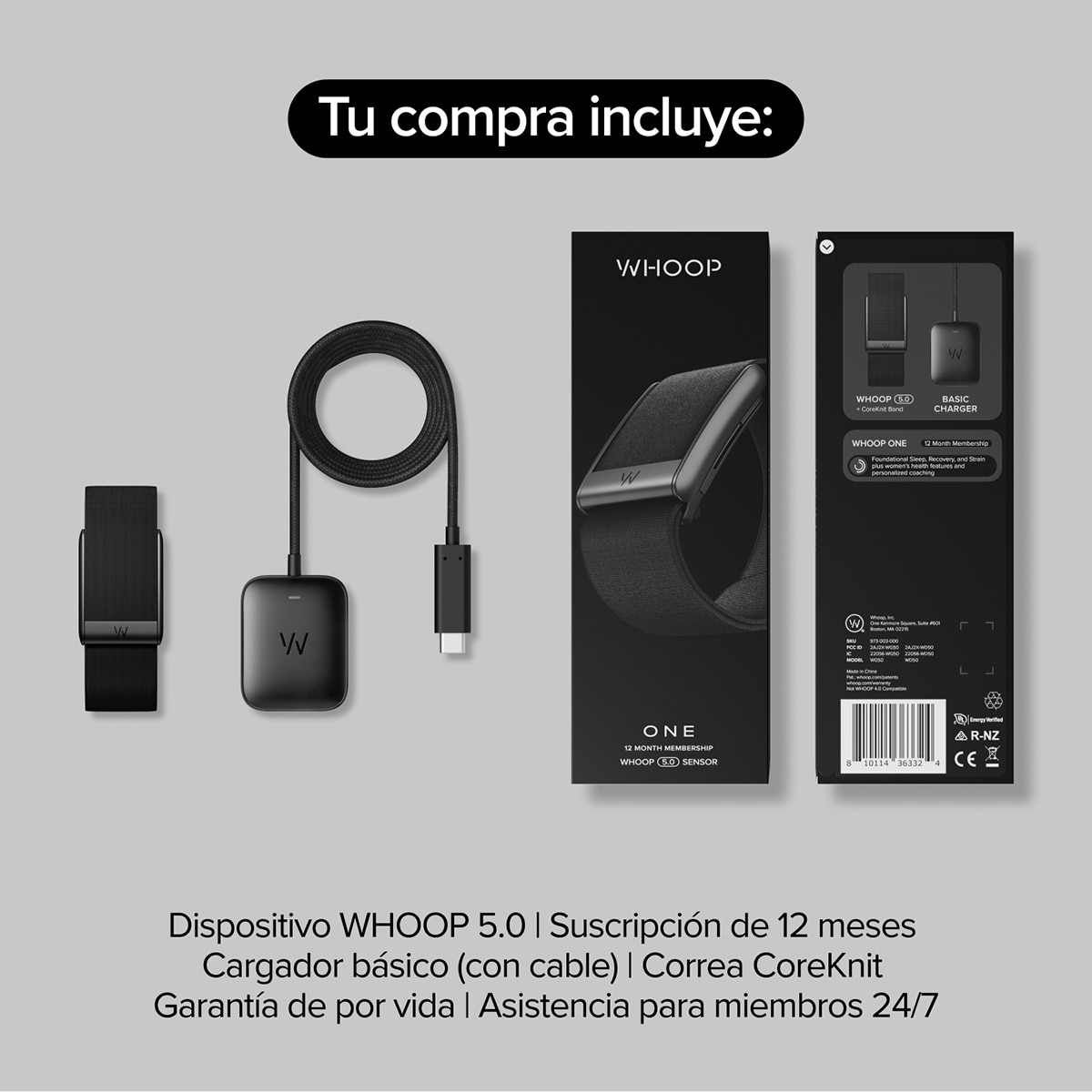 Pulsera de actividad WHOOP ONE 5.0 Negro-3