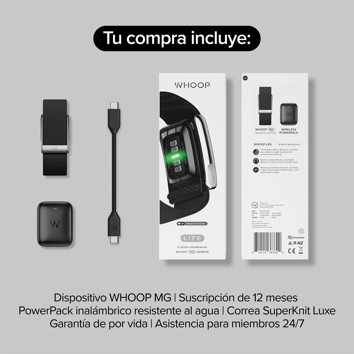 Pulsera de actividad WHOOP Life MG Negro titanium-3