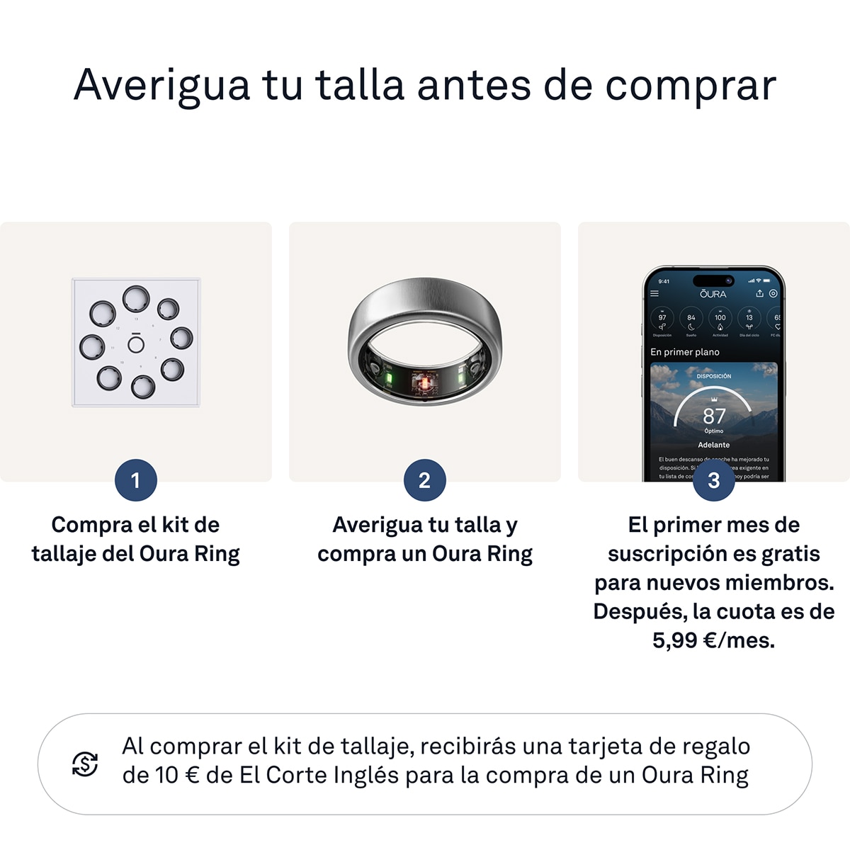 Anillo inteligente Oura Ring Gen3 Horizon Titanium Titanio-4