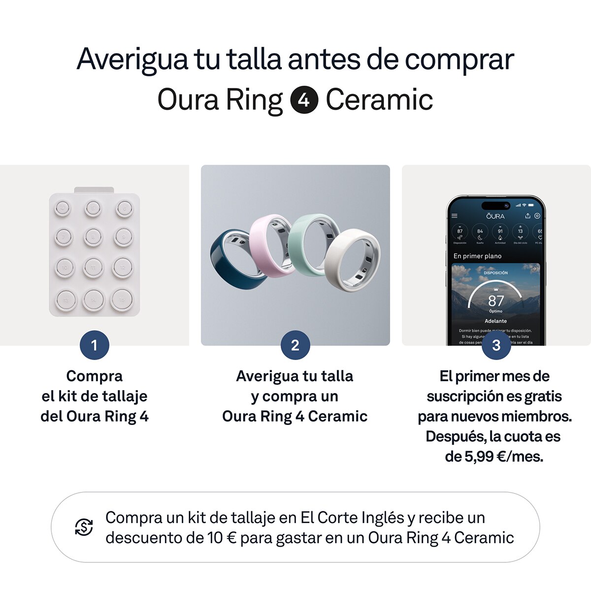 Anillo inteligente Oura Ring Gen4 Ceramic - Blanco Nube 5 Blanco Nube-5