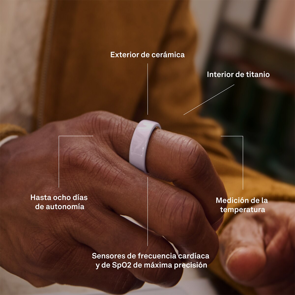 Anillo inteligente Oura Ring Gen4 Ceramic - Blanco Nube 5 Blanco Nube-12