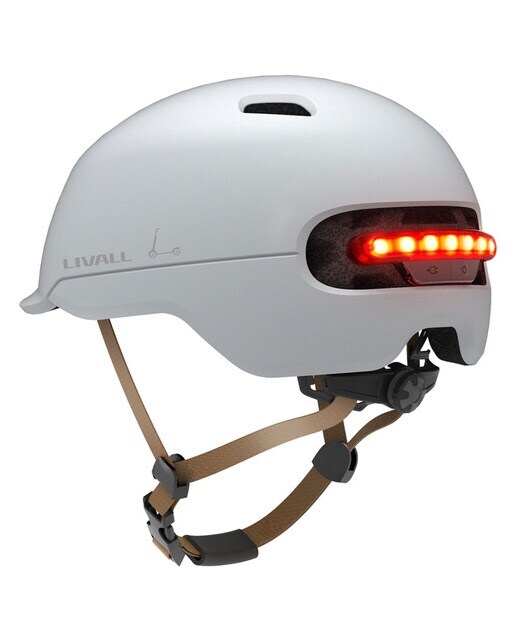 Casco inteligente Livall C20, SOS, Luz de freno, luz trasera, Talla M (54-58 cm) Blanco