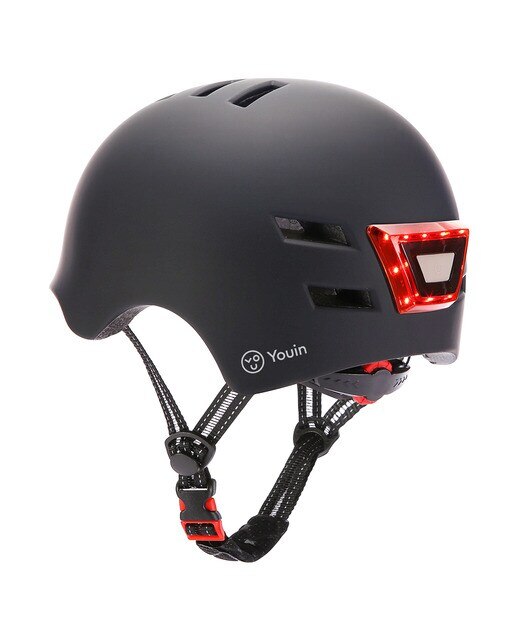 Capacete Youin com LED Frontal e Traseiro (tamanho L) - Preto Preto-2