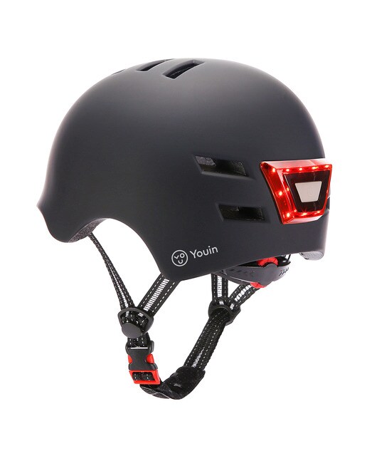 Capacete Youin com LED Frontal e Traseiro (tamanho M) - Preto Preto-2