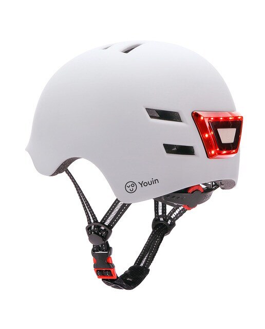 Capacete Youin com LED Frontal e Traseiro (tamanho L) - Branco Branco-2