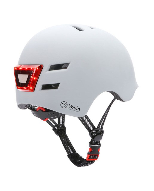 Capacete Youin com LED Frontal e Traseiro (tamanho L) - Branco Branco-3