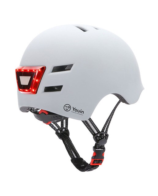 Capacete Youin com LED Frontal e Traseiro (tamanho M) - Branco Branco-3