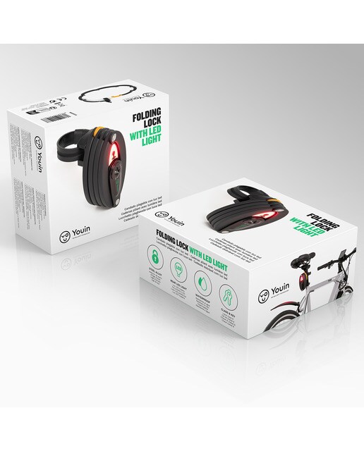 Cadeado Dobrável Youin MA1019 com Luz LED Preto-4