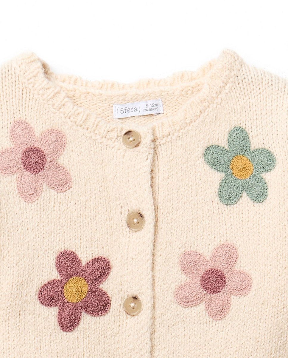 Chaqueta flores grandes bordada - Sfera - 120 Crudo 120 Crudo-2