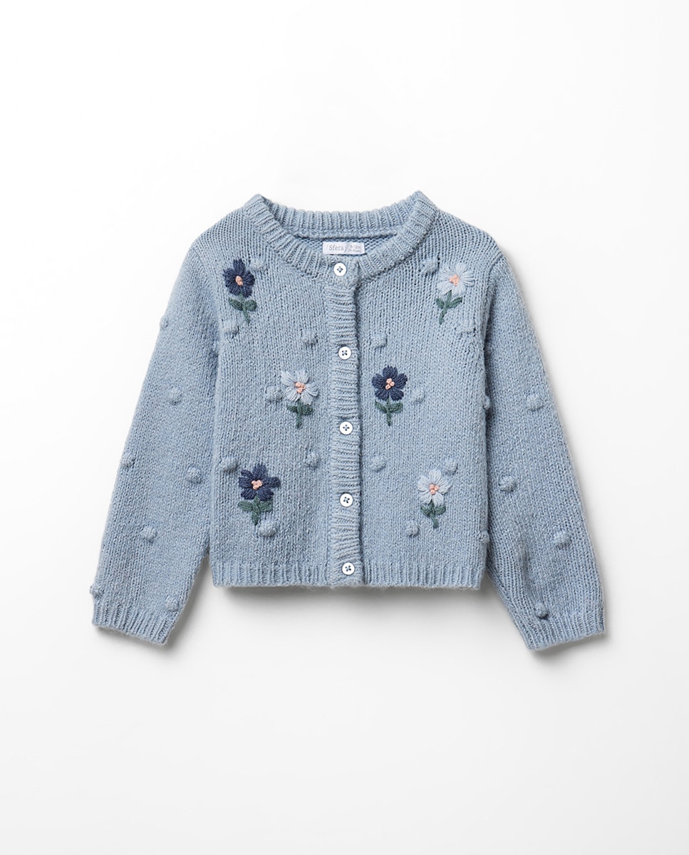 Chaqueta madroños flores bordadas - Sfera - 400 Azul 400 Azul-1