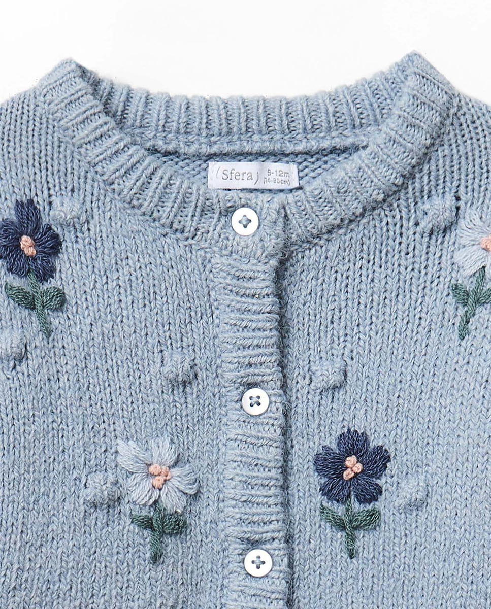 Chaqueta madroños flores bordadas - Sfera - 400 Azul 400 Azul-2
