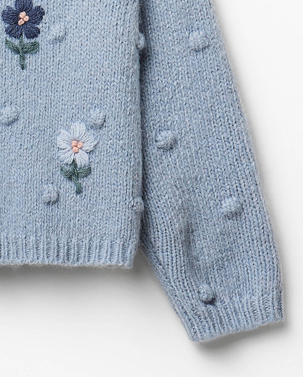 Chaqueta madroños flores bordadas - Sfera - 400 Azul 400 Azul-3