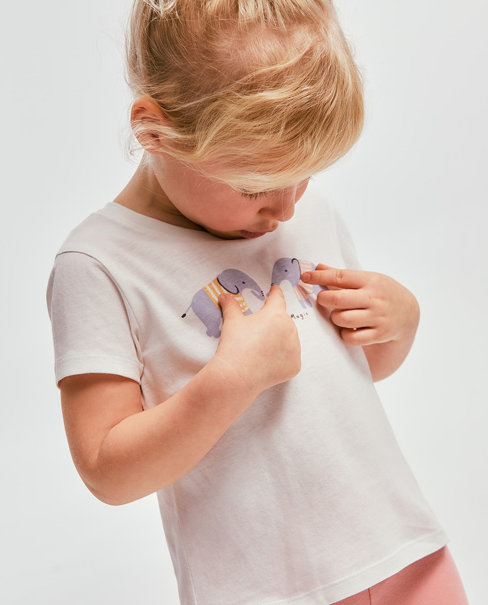 T-shirt com Elefantes Branco-3