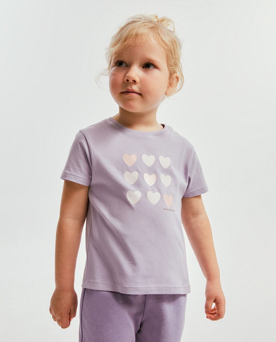 T-shirt Corações Lilás-1