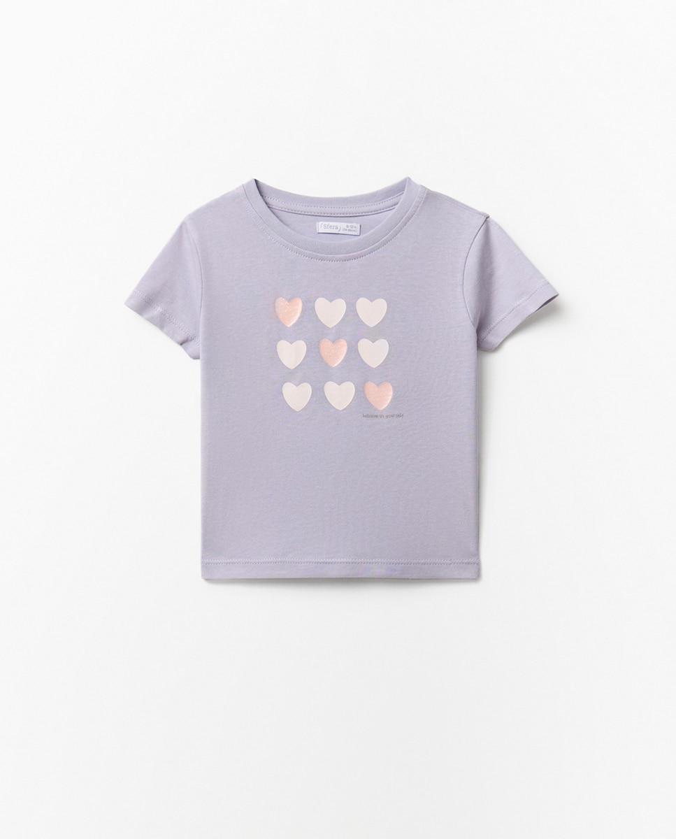 T-shirt Corações Lilás-4