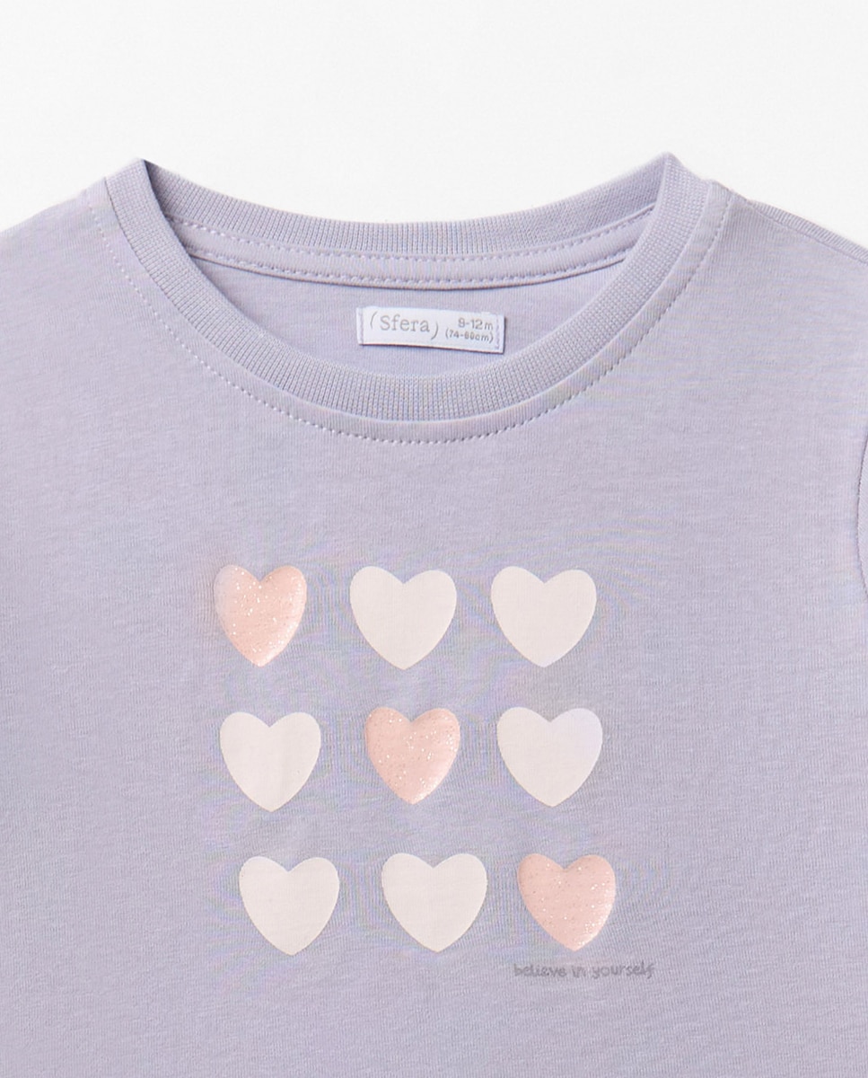 T-shirt Corações Lilás-5