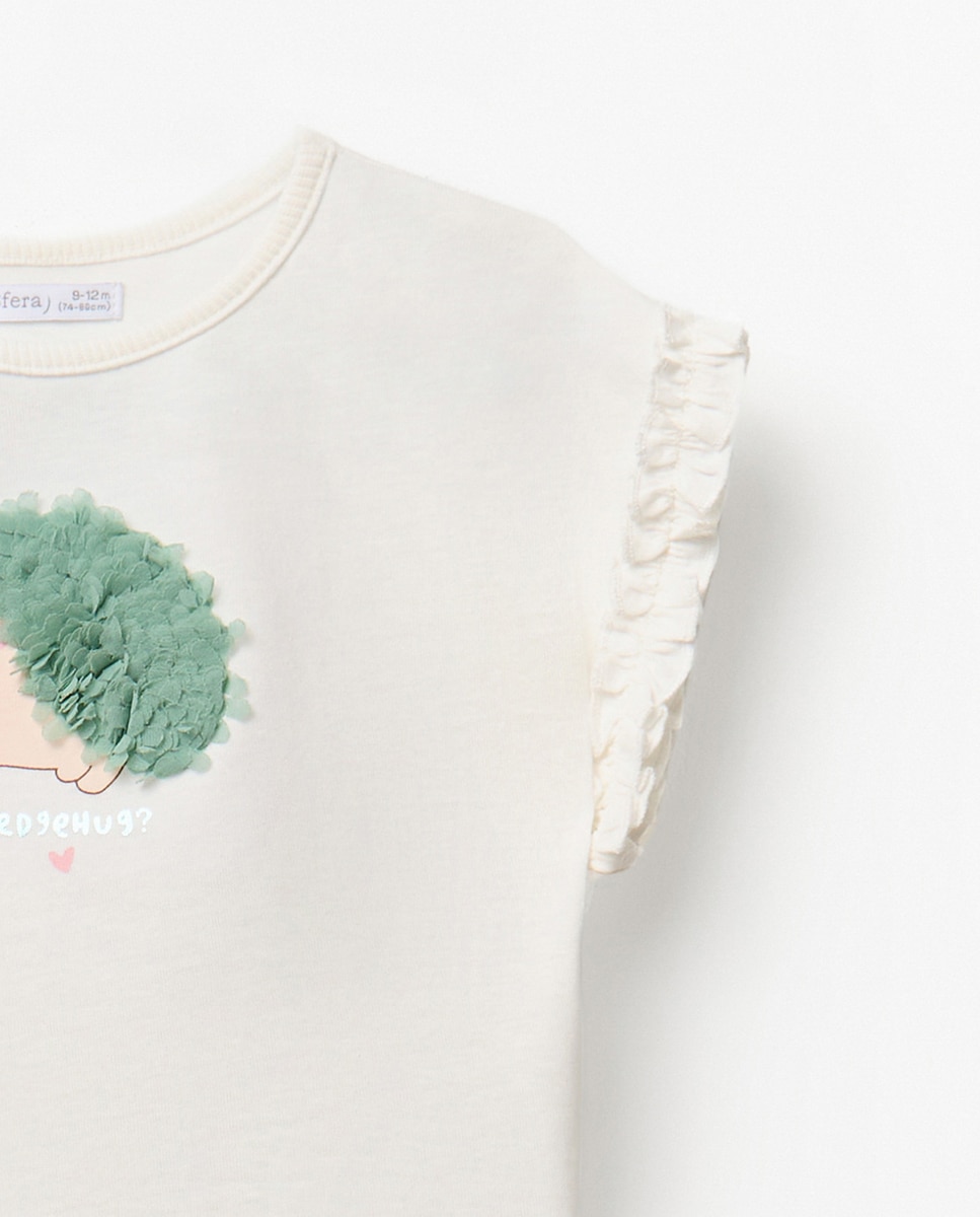 T-shirt com Ouriço e Alface Branco-6