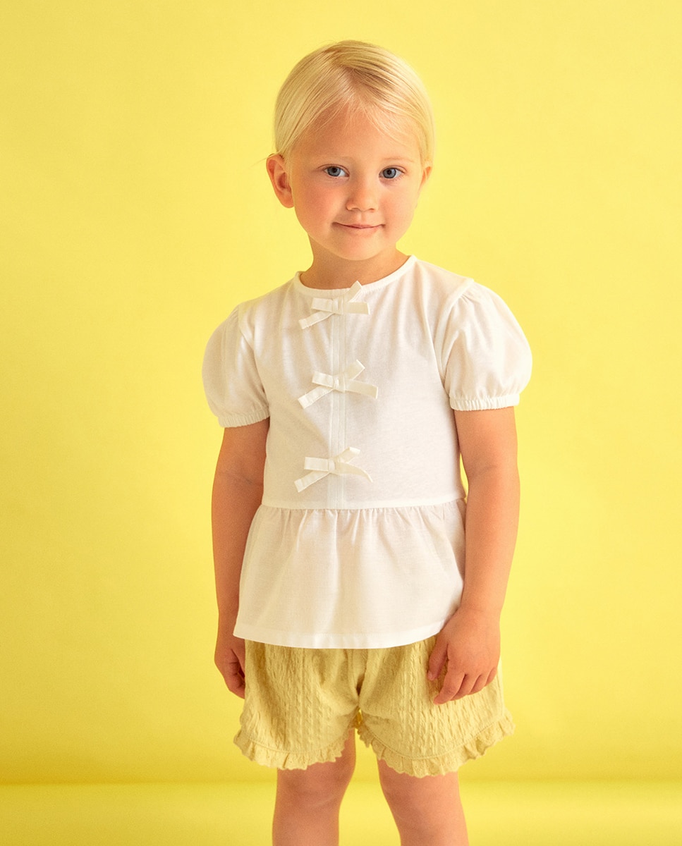 T-shirt com Falso Liso Sfera Branco-1