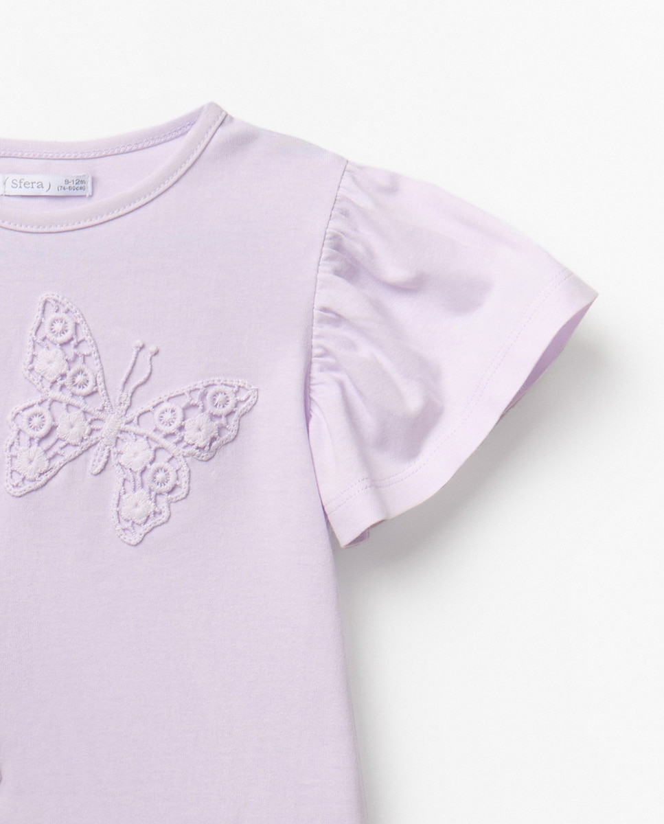 T-shirt com Remendos de Borboleta Sfera Lilás-6