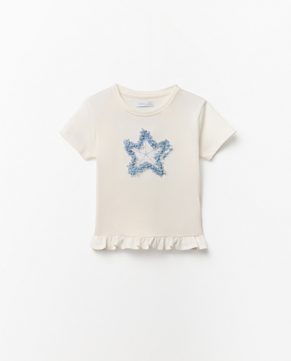 T-shirt com Estrela-do-Mar Branco-marfim-1