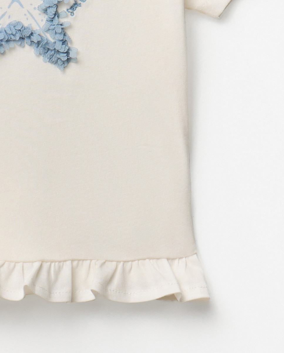 T-shirt com Estrela-do-Mar Branco-marfim-3