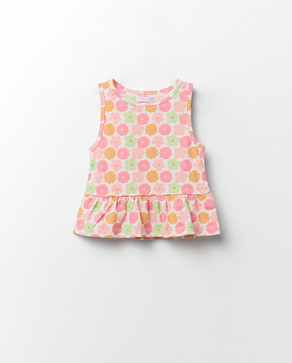 T-shirt com Flor Pequena Branco-4